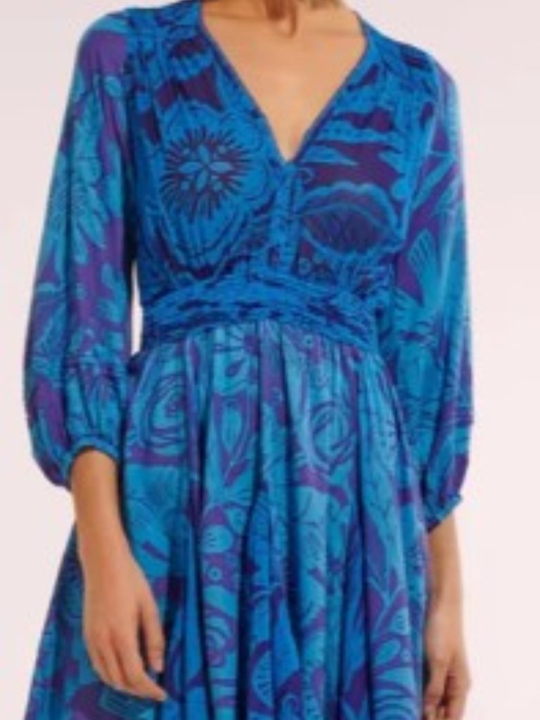 Poupette St Barth Anabelle Mini Dress Blue Gauguin S